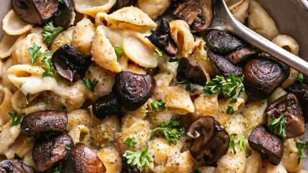 Creamy Alfredo Style Mushroom Pasta – Easy Vegan Recipes