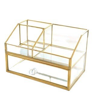 Double Layer Glass Transparent Cosmetics and Trinkets Storage Box With Drawer – Store – Power Through Peace & Unity Store