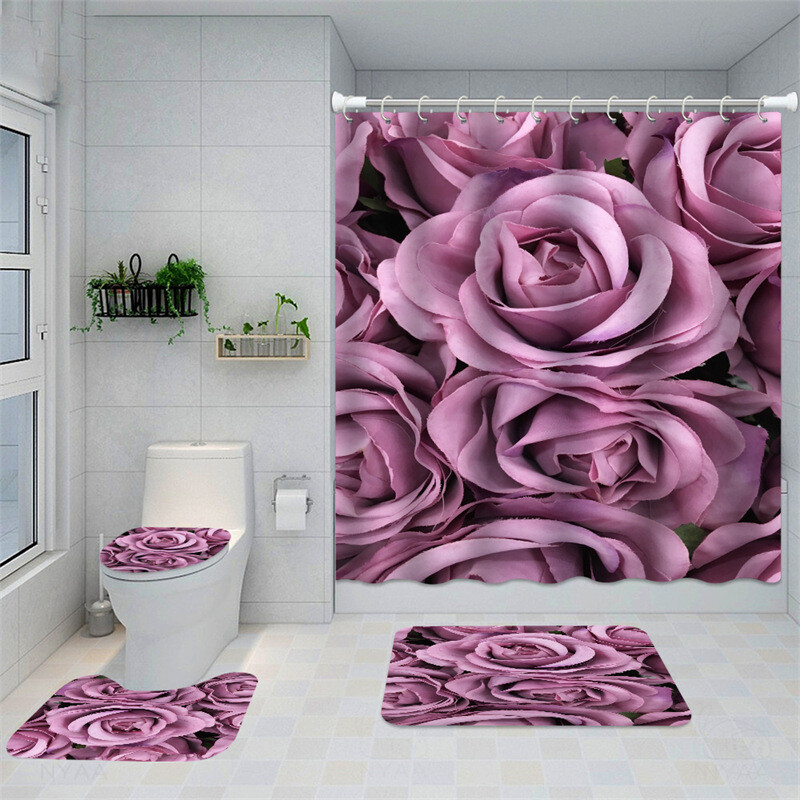 Flower Power Series 3 Polyester Shower Curtain and Bathroom Flooring 16-Piece Sets – Store – Power Through Peace & Unity Store
