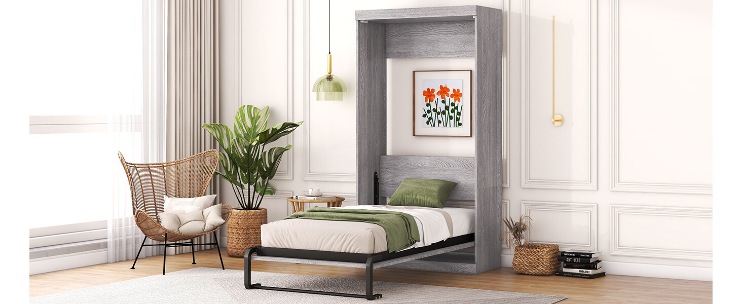 Full- or Twin-Size Murphy Bed, can be Folded into a Cabinet, Gray – Store – Power Through Peace & Unity Store
