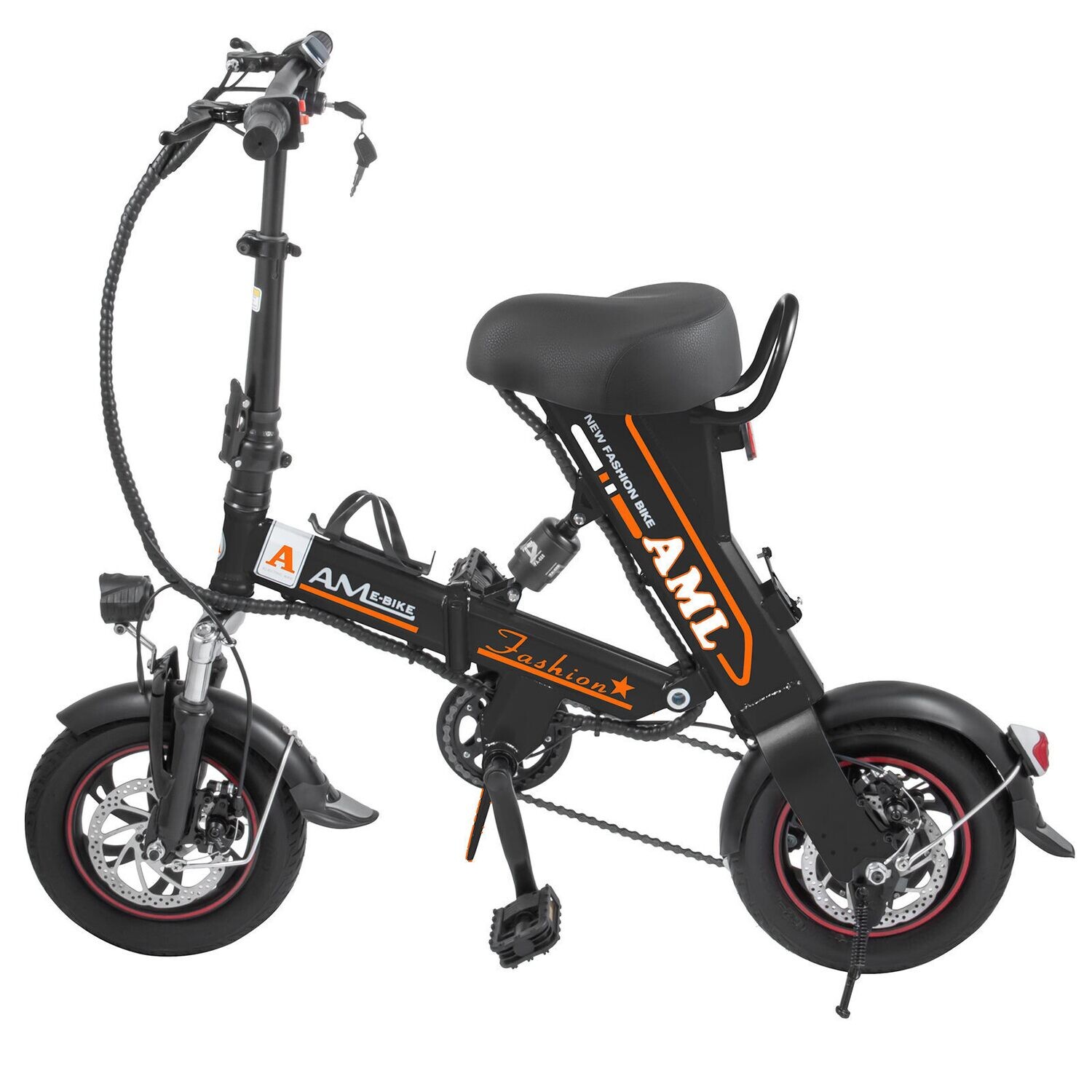 Shock Absorbing Folding Ebike 8A or 12A Black Standard-US plug 110V – Store – Power Through Peace & Unity Store