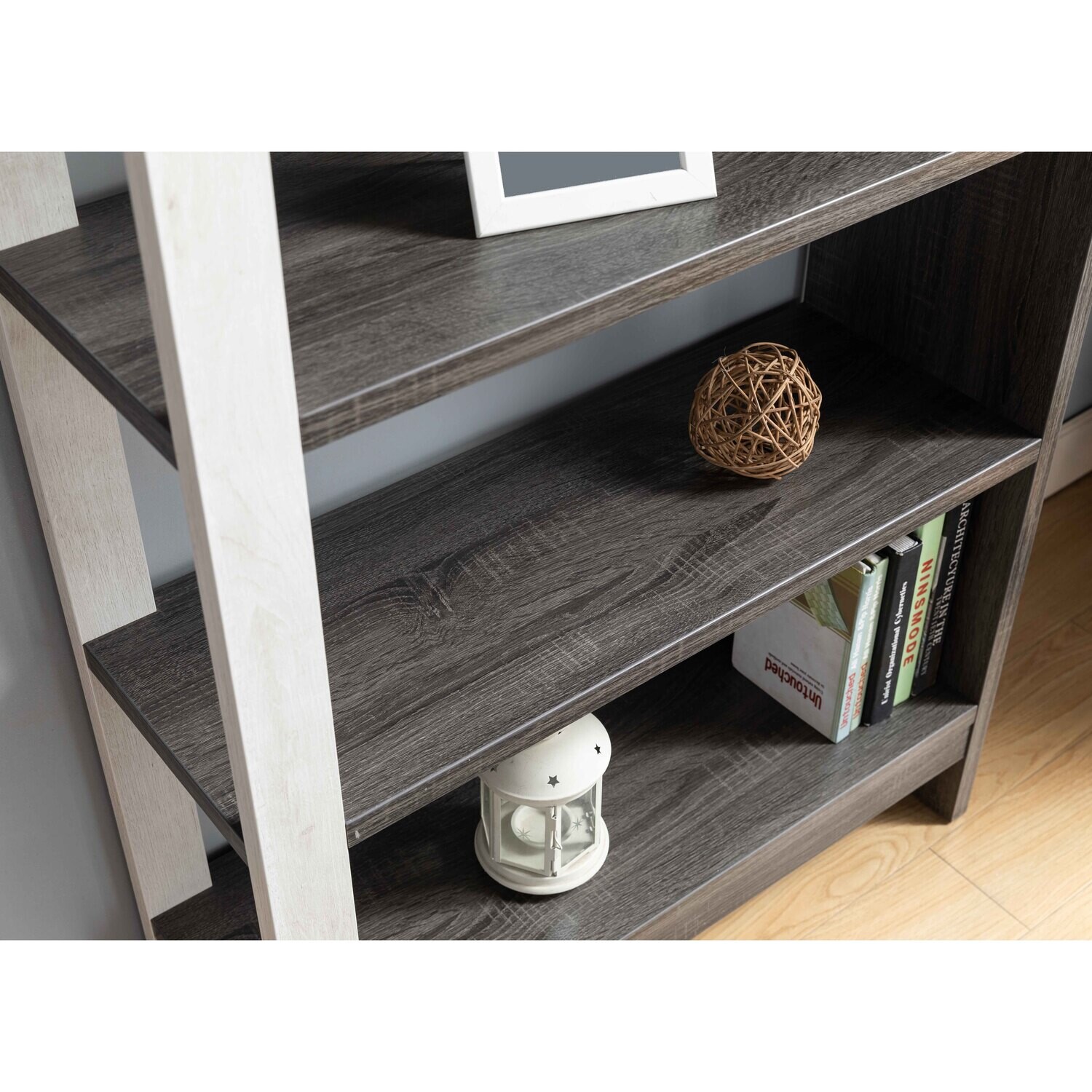 Bookcase White Oak and Distressed Grey – Store – Power Through Peace & Unity Store
