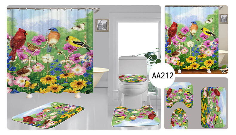 Creative Animal Designed Series 2 Waterproof Polyester Shower Curtain and Bathroom Flooring 4-Piece Sets – Store – Power Through Peace & Unity Store