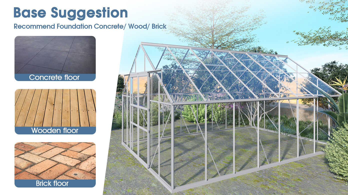 10FT W x 12FT D Walk-in Polycarbonate Greenhouse with Roof Vent,Sliding Doors,Aluminum Hobby Hot House for Outdoor Garden Backyard – Store – Power Through Peace & Unity Store