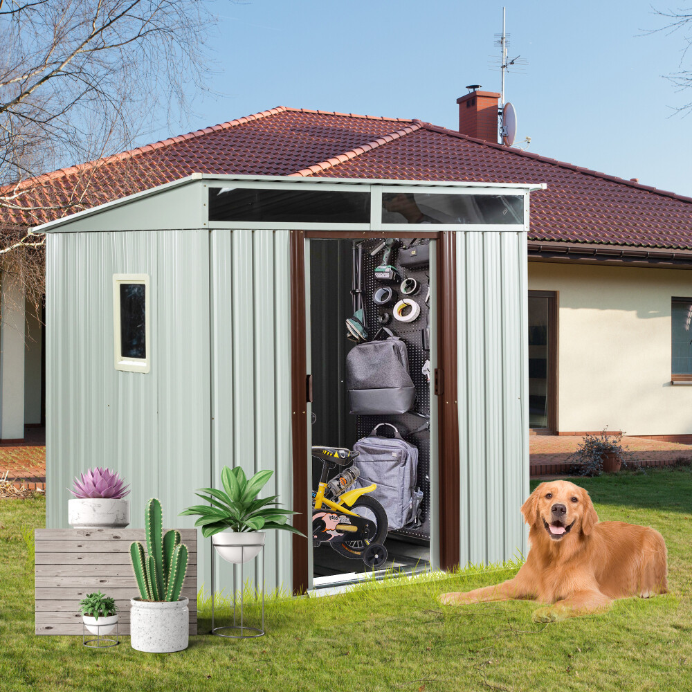 6ft x 5ft Outdoor Metal Storage Shed With Window White – Store – Power Through Peace & Unity Store