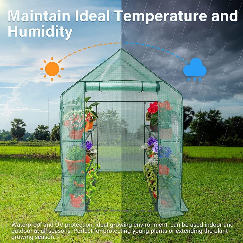 iPower Walk-in Greenhouse Kit for Outdoors with Durable PE Cover and Observation Windows, 3-Tier 12-Shelves Portable Gardening Plant House, 4.7×4.8×6.4 FT – Store – Power Through Peace & Unity Store