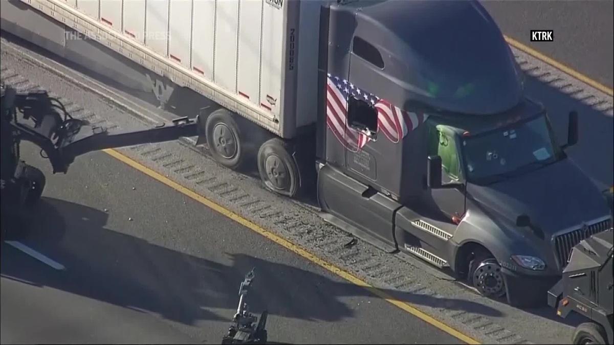 Texas highway chase ends with police ripping apart truck's cab and pulling the driver out