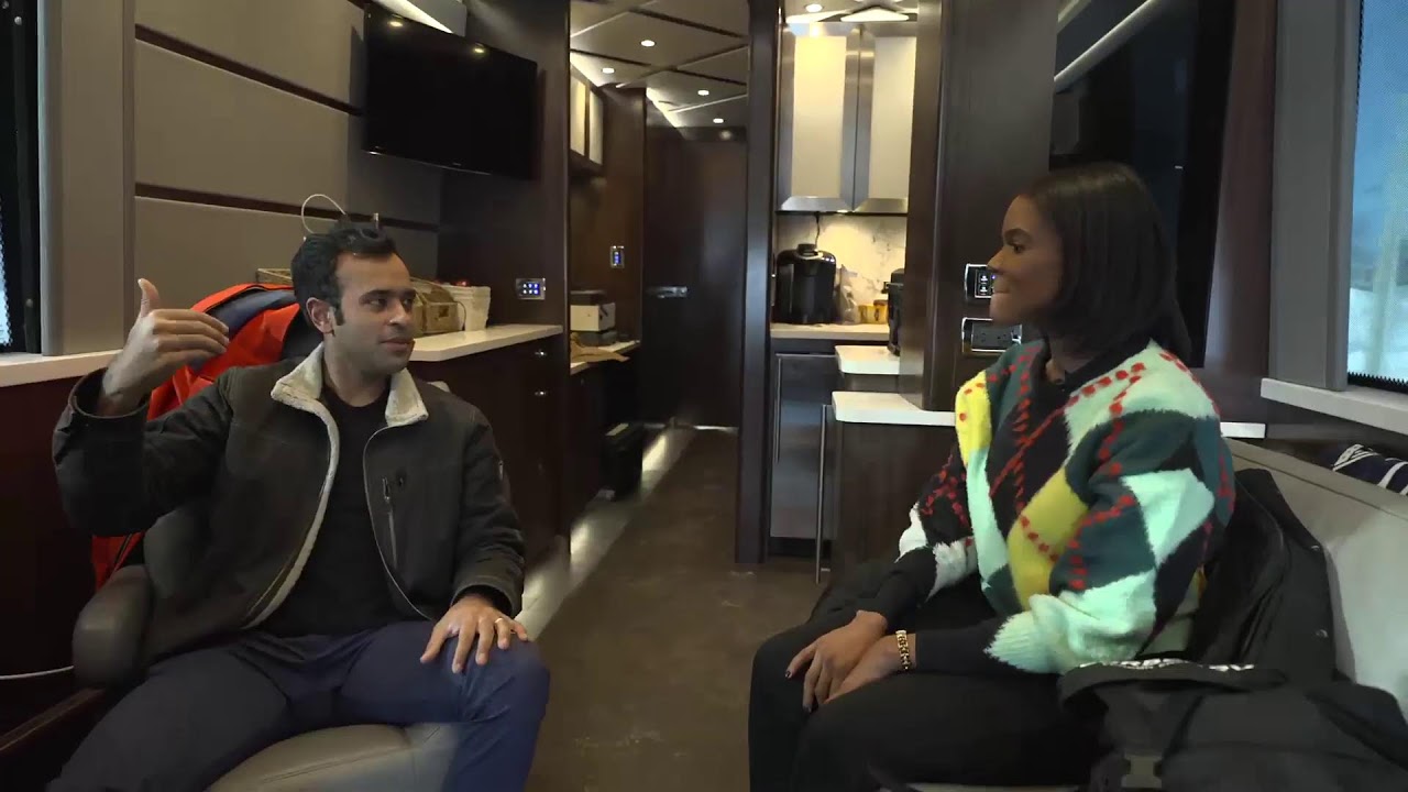 Live from the bus in Iowa with Vivek and Candace Owens - YouTube