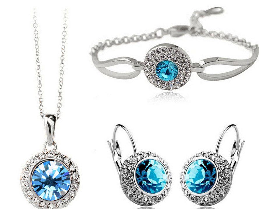 Round Austrian Crystal Three-piece Jewelry Set – Store – Power Through Peace & Unity Store