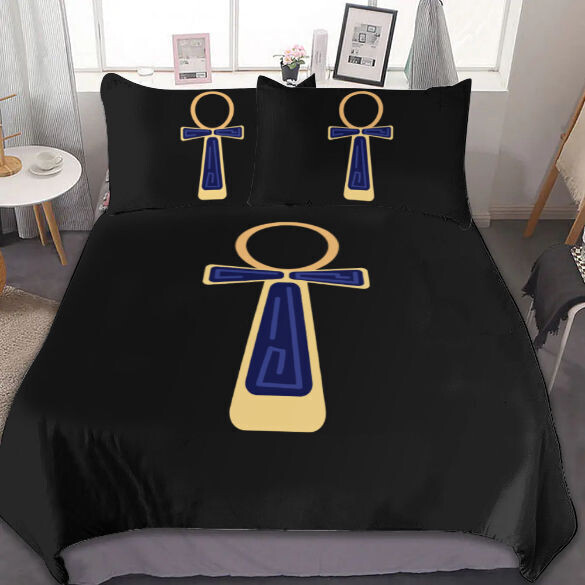 Ankh Inspired 3-Piece Bedding Set (1 Duvet Cover + 2 Pillowcases) – Power Through Peace & Unity Store – POWER comes in response to need NOT DESIRE