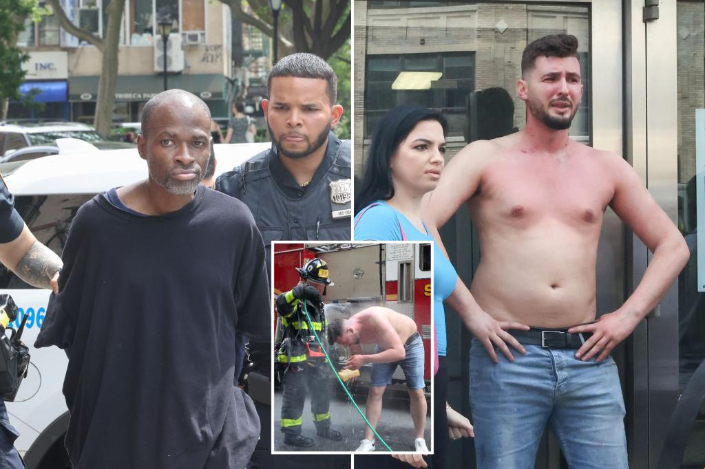 Maniac sets straphanger on fire on NYC subway before being arrested after fleeing train: cops